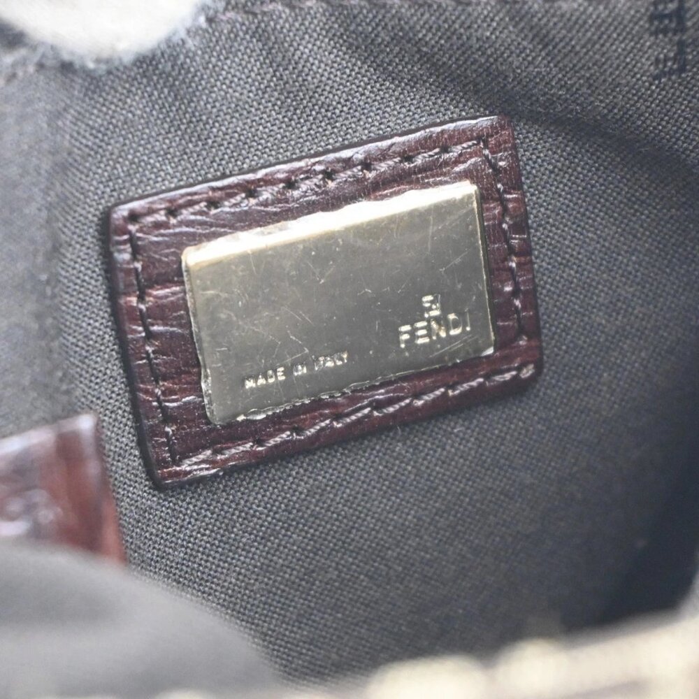 FENDI Logo Zucchino Zucca Pattern Shoulder Bag Canvas Leather Brow Italy 82KB966 - Picture 16 of 16